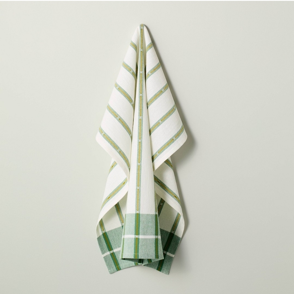 Hearth & Hand With Magnolia Stripe Cotton Flour Sack Kitchen Towel Cream/Green
